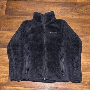 Columbia Women's Black Sherpa Fleece Jacket Size S Full Zip Outdoor Hiking Coat